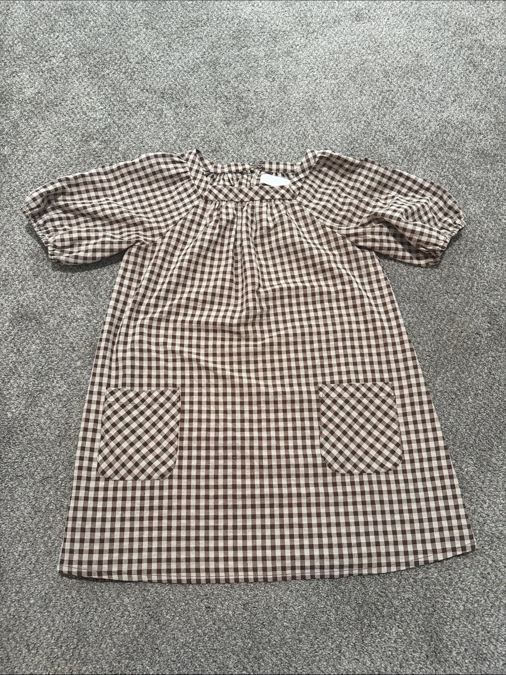 Zara Girls Gingham Puff-Sleeve Dress